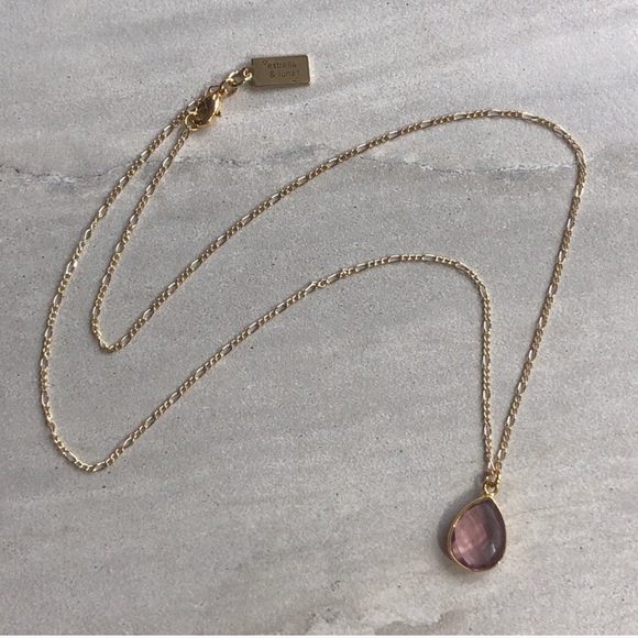 Morganite Gemstone 18k Gold Teardrop Necklace - Picture 6 of 7